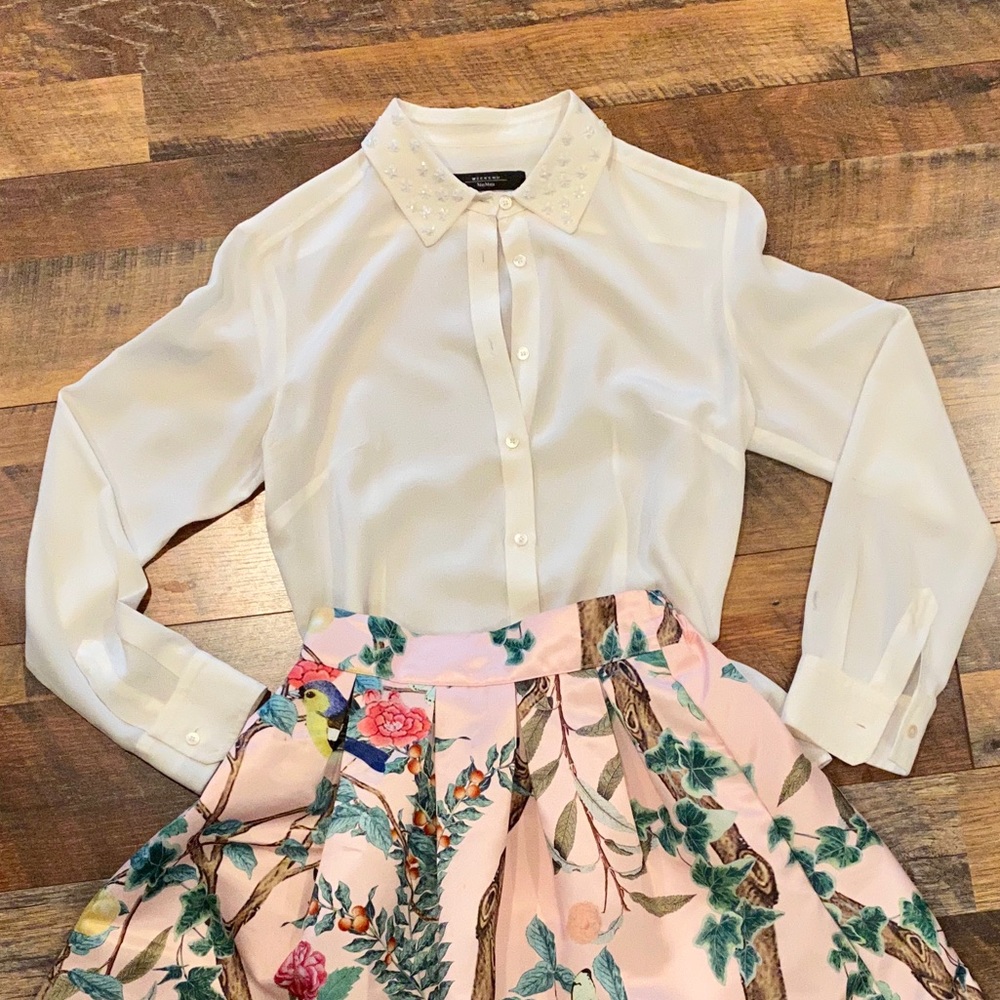 MAX MARA 100% Silk Semi Sheer Blouse